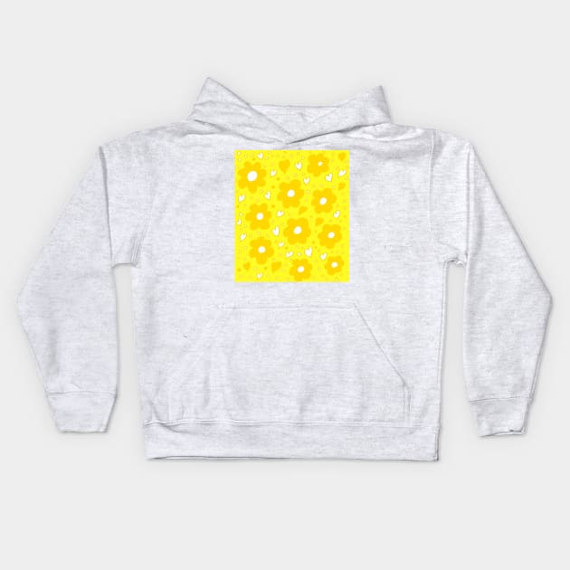 Daisies and Hearts Yellow Kids Hoodie by Michelle Le Grand